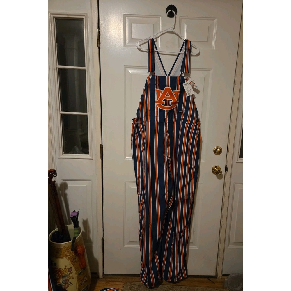 NWT FOCO Auburn Tigers Gameday Striped Bib Overalls - Size XL